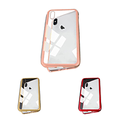iPhone XR Ultra Slim Magnet Protective Case with Metal Frame Tempered Glass Back