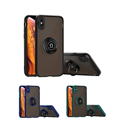iPhone Xs Max Hard PC Rear / Soft TPU Colorful Border Case with I-ring Holder