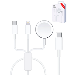 USB-C 3in1 Magnetic Watch Charging Cable with USB-C and Lightning Charger (4ft) (15W) (Only Ground Shipping)