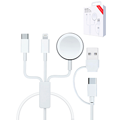 USB-C and USB-A 3in1 Magnetic Watch Charging Cable with USB-C and Lightning Charger (4ft) (15W) (Only Ground Shipping)