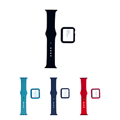 iWatch 38mm Silicone Soft Band & Bumper Case with Tempered Glass