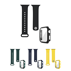 iWatch 45mm Silicone Soft Band & Bumper Case with Tempered Glass