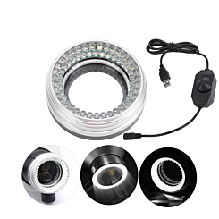 High Brightness 72 LED Adjustable Ring Light Illuminator Lamp for Stereo Zoom Microscope USB Plug with Dust-Proof Lens (Only Ground Shipping)