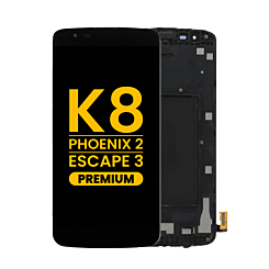 LCD Assembly with Frame for LG K8 (K350 / 2016) / Phoenix 2 / Escape 3 (BLACK) (Premium)