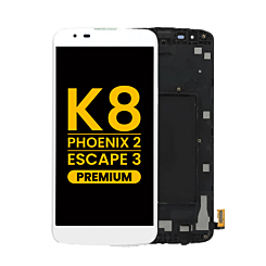LCD Assembly with Frame for LG K8 (K350 / 2016) / Phoenix 2 / Escape 3 (WHITE) (Premium)