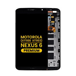 LCD Assembly with Frame for Motorola (XT1100 / XT1103) Google Nexus 6 (BLACK) (Premium)