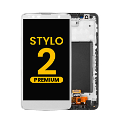 LCD Assembly with Frame for LG Stylo 2 (LS775) (WHITE) (Premium)