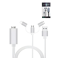 Display 3in1 Cable for HDMI & USB L / M / C (HDTV / Charging & Data) (Only Ground Shipping)