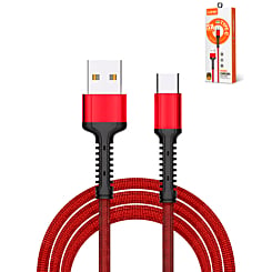 LDNIO LS63 USB A-C Braided Fast Charging Data Cable (RED) (3ft) (20W) (Only Ground Shipping)