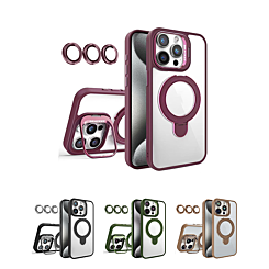 Magnetic Clear Case with 2 Kickstand & Camera Lens for iPhone 12 / 12 Pro (Only Ground Shipping)