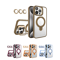 Magnetic Clear Case with 2 Kickstand & Camera Lens for iPhone 14 Pro Max (Only Ground Shipping)