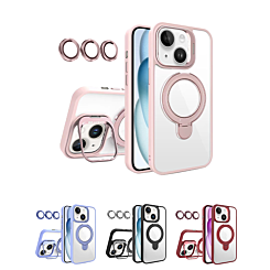 Magnetic Clear Case with 2 Kickstand & Camera Lens for iPhone 15 (Only Ground Shipping)