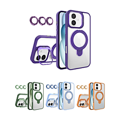 Magnetic Clear Case with 2 Kickstand & Camera Lens for iPhone 16 Plus (Only Ground Shipping)