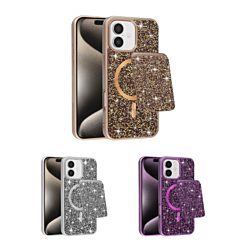 Magnetic Diamond Dual Layer Protection Case with Magnetic Card Slot for iPhone 17 (Only Ground Shipping)