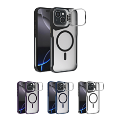 Matte Transparent Camera Stand Case with Wireless Charging for iPhone 15 (Only Ground Shipping)