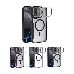 Matte Transparent Camera Stand Case with Wireless Charging for iPhone 16 (Only Ground Shipping)