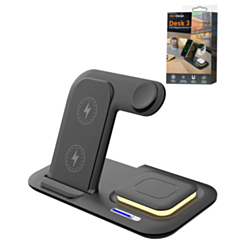 4-in-1 Wireless Charger Stand Fast Charging Station & Touch Nightlight (15W) (BLACK) (Only Ground Shipping)