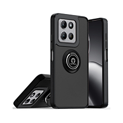 Hard PC Rear / Soft TPU Colorful Border Case with I-ring Holder - BLACK for Moto G Power 5G (2025 / 2026) / G Play 5G (2025) (Only Ground Shipping)