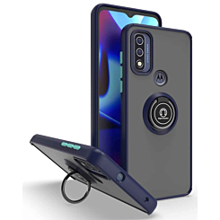 Moto G Stylus 5G 2022 Hard PC Rear / Soft TPU Colorful Border Case with I-ring Holder - NAVY BLUE (Only Ground Shipping)