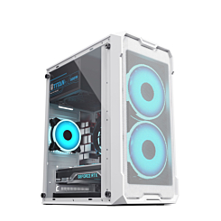 Custom Tower PC Case with 2 Cooling Fan (WHITE) (305*170*350MM) (Only Ground Shipping)