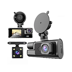 Night Vision Full HD Dash Cam with (1800 mAh) Battery (1280*720P / 30FPS) (Front / In-Cabin / Tail Camera) (Only Ground Shipping)