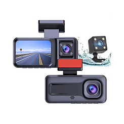 Night Vision Full HD Dash Cam with (1540 mAh) Battery (1280*720P / 30FPS) (Front / In-Cabin / Tail Camera) (Only Ground Shipping)