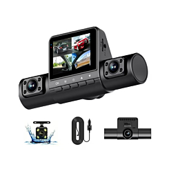 Dual Wide Angle Full HD Dash Cam with (150 mAh) Battery (1280*720P / 30FPS) (Front / In-Cabin / Tail Camera) (Only Ground Shipping)