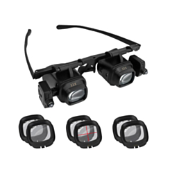 Head Mount Repair Magnifier Interchangeable 2X to 24X Lenses with 2 LED Lights (Only Ground Shipping)