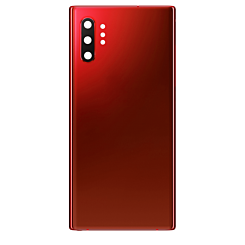 Stock up on the Back Glass with Camera Lens and Adhesive for Galaxy Note 10 Plus in Aura Red, no logo.
