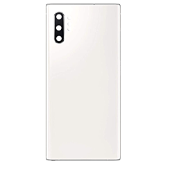 Order the Back Glass with Camera Lens and Adhesive for Galaxy Note 10 Plus in Aura White, no logo.