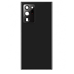 Stock up on the back glass with camera lens and adhesive for Galaxy Note 20 Ultra in Mystic Black, no logo.
