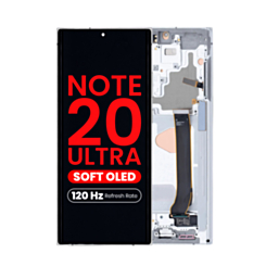 OLED Assembly with Frame for Galaxy Note 20 Ultra (N985/N986) (MYSTIC WHITE) (Aftermarket Plus Soft Oled / 120Hz)