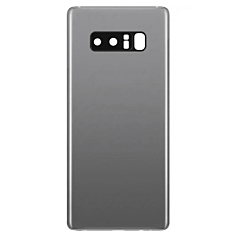 Stock up on the Back Glass with Camera Lens and Adhesive for Galaxy Note 8 in Arctic Silver, no logo.