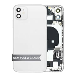 Back Housing Frame with Charging Port Flex & Small Parts for iPhone 11 (WHITE) (OEM Pull A Grade)
