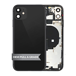 Shop the Back Housing Frame with Small Components Pre-Installed for iPhone 11 in black, OEM pull A grade.