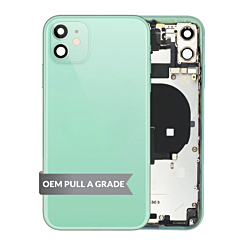 Order the Back Housing Frame with Small Components Pre-Installed for iPhone 11 in green, OEM pull A grade.