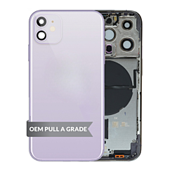 Purchase the Back Housing Frame with Small Components Pre-Installed for iPhone 11 in purple, OEM pull A grade.