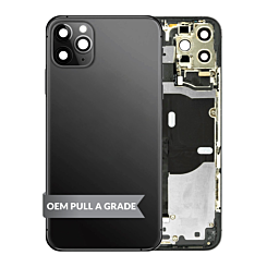Order the Back Housing Frame with Small Components Pre-Installed for iPhone 11 Pro in Space Gray, OEM Pull A Grade.
