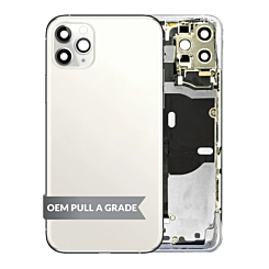 Order the Back Housing Frame in Silver, OEM Pull A Grade, with small components pre-installed for iPhone 11 Pro Max.