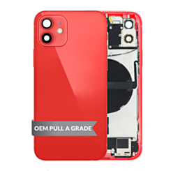 Back Housing Frame with Charging Port Flex & Small Parts for iPhone 12 (International) (RED) (OEM Pull A Grade)
