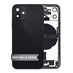 Back Housing Frame with Charging Port Flex & Small Parts for iPhone 12 Mini (BLACK) (OEM Pull A Grade)