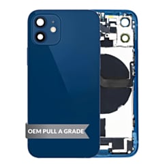 Back Housing Frame with Charging Port Flex & Small Parts for iPhone 12 Mini (BLUE) (OEM Pull A Grade)