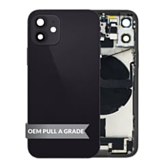 Back Housing Frame with Charging Port Flex & Small Parts for iPhone 12 Mini ((International) BLACK) (OEM Pull A Grade)