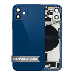 Back Housing Frame with Charging Port Flex & Small Parts for iPhone 12 Mini (International) (BLUE) (OEM Pull A Grade)