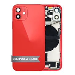 Back Housing Frame with Charging Port Flex & Small Parts for iPhone 12 Mini (International) (RED) (OEM Pull A Grade)