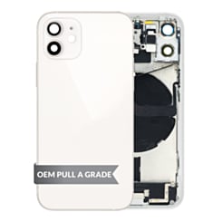 Back Housing Frame with Charging Port Flex & Small Parts for iPhone 12 Mini (International) (WHITE) (OEM Pull A Grade)