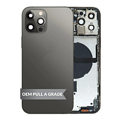 Buy the Back Housing Frame with Small Components Pre-Installed for iPhone 12 Pro Max GRAPHITE OEM Pull A Grade.







