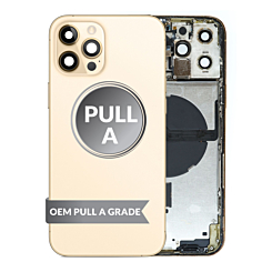 Order the Back Housing Frame with Small Components Pre-Installed for iPhone 12 Pro Max GOLD OEM Pull A Grade.







