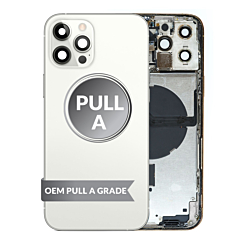 Purchase the Back Housing Frame with Small Components Pre-Installed for iPhone 12 Pro Max SILVER OEM Pull A Grade.






