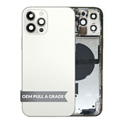 Purchase the Back Housing Frame with Small Components Pre-Installed for iPhone 12 Pro Max SILVER OEM Pull A Grade.






